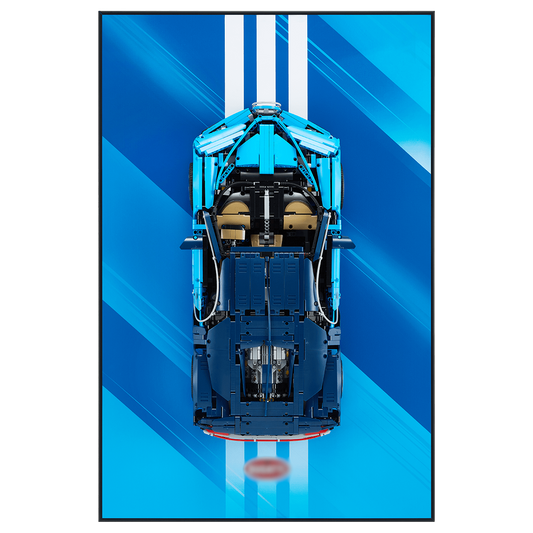 Acrylic Top-Speed Wall Mount Display for LEGO® Technic™ Bugatti Blue