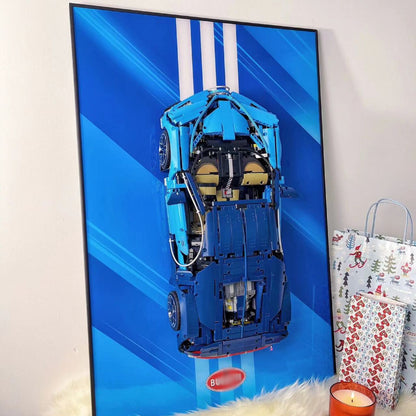 Acrylic Top-Speed Wall Mount Display for LEGO® Technic™ Bugatti Blue