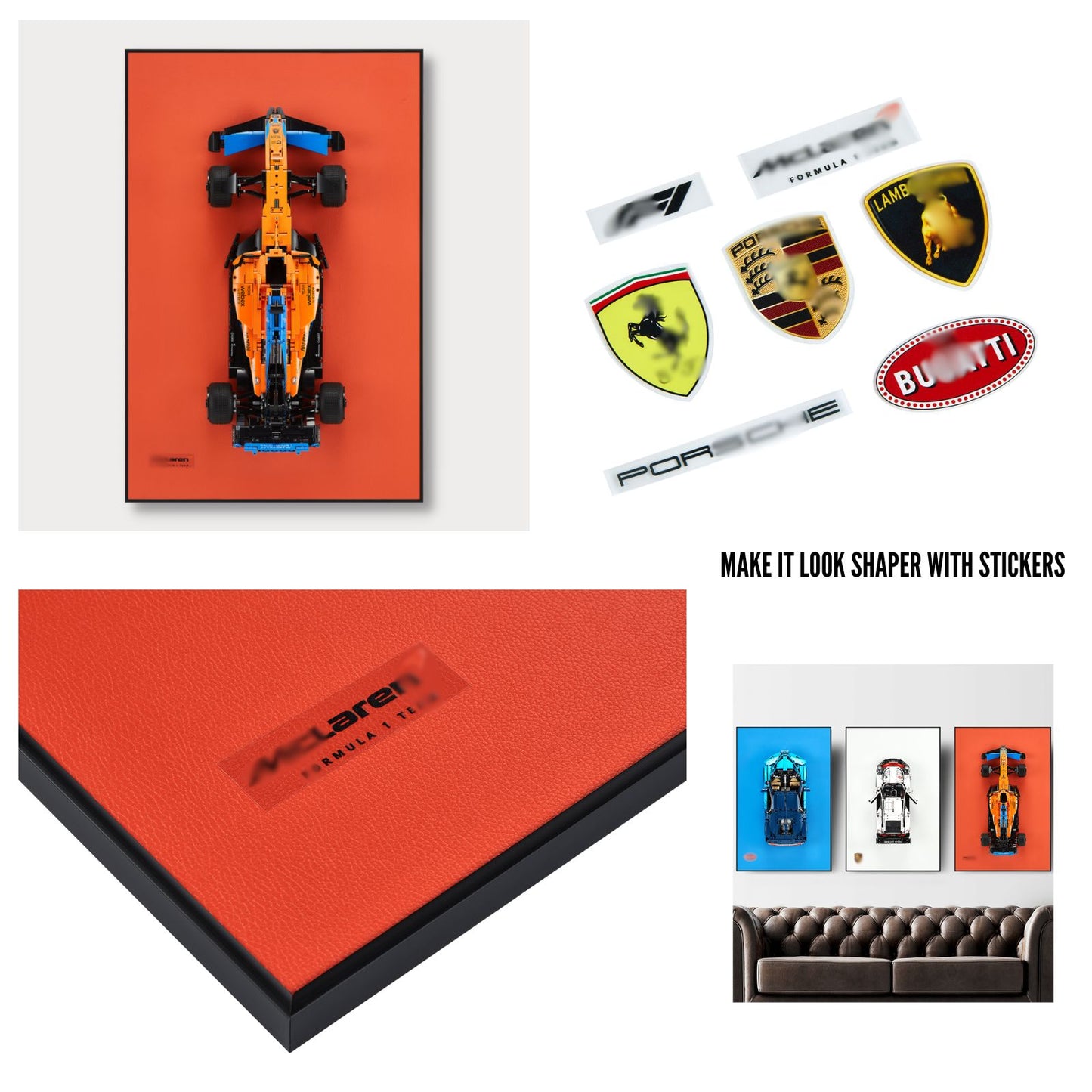 Classic Leather Wall Mount Display for LEGO® Technic™ Mclaren Orange