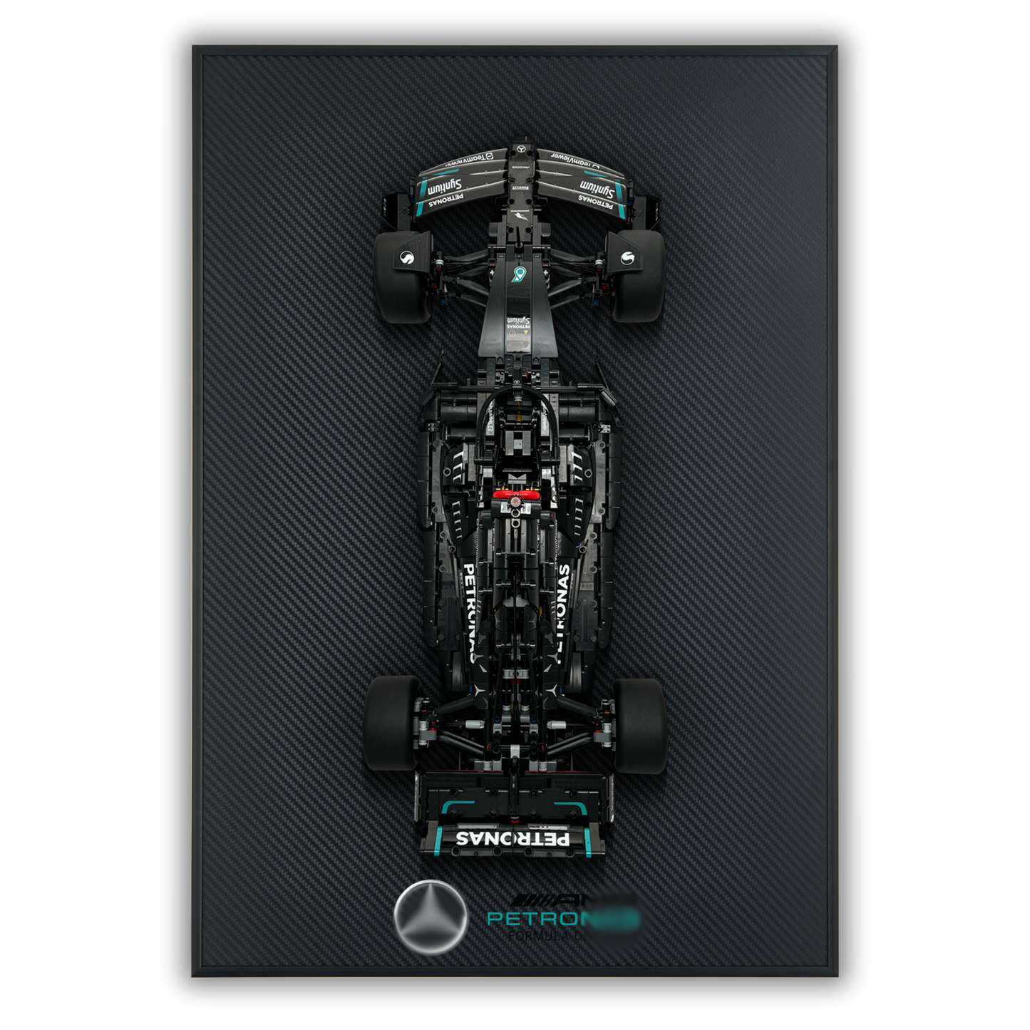 Acrylic Top-Speed Wall Mount Display for LEGO® Technic™ Mercedes-AMG F1 W14 E Performance 42171 - Carbon Fiber Black
