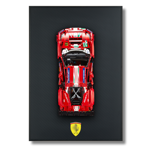 Acrylic Carbon Fiber Black Wall Mount Display Frame for LEGO Ferrari 488 GTE 42125