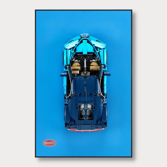 Classic Leather Wall Mount Display for LEGO® Technic™ Bugatti Blue