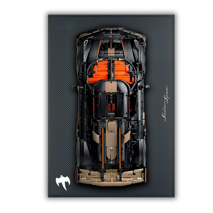 Acrylic Carbon Fiber Black Wall Mount Display Frame for LEGO Koenigsegg Sadair's Spear Megacar 42232