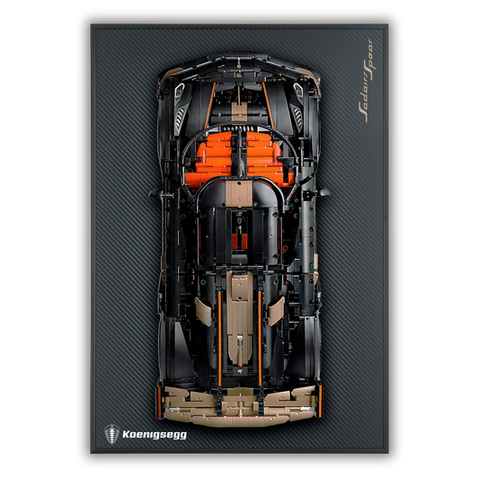 Acrylic Carbon Fiber Black Wall Mount Display Frame for LEGO Koenigsegg Sadair's Spear Megacar 42232