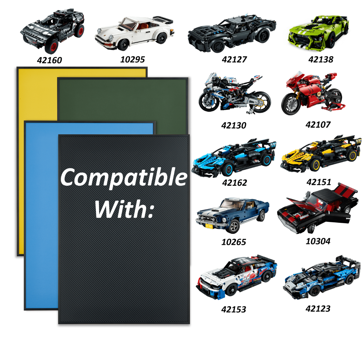 Classic Leather Wall Mount Display for Compact LEGO® Technic™ Bolide Yellow