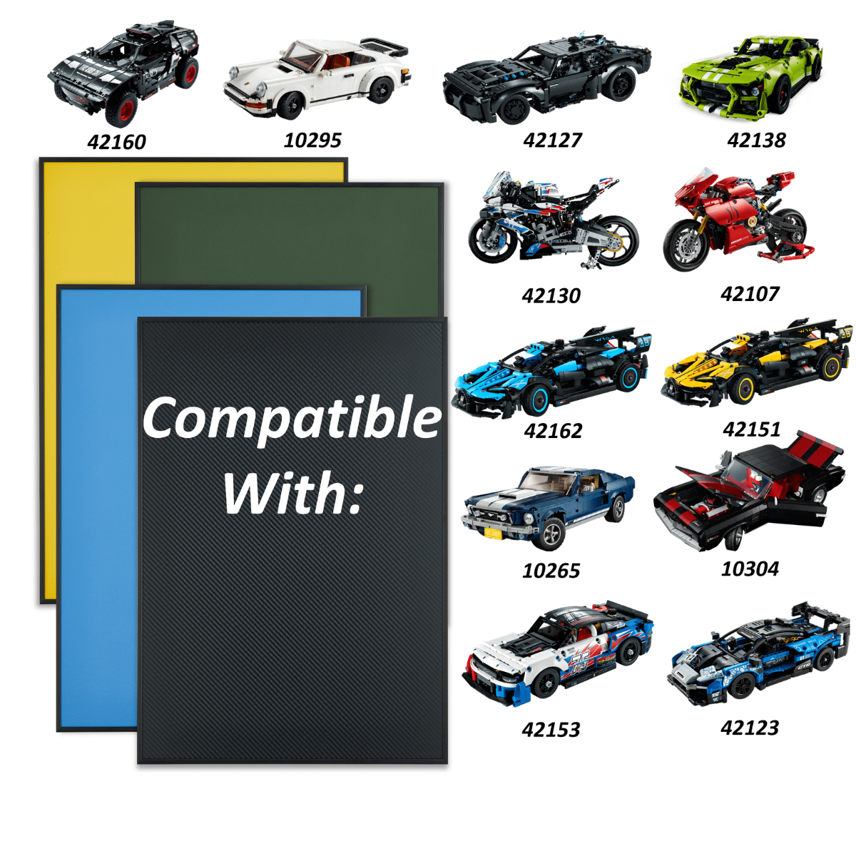 Classic Leather Wall Mount Display for Compact LEGO® Technic™ Bugatti Blue