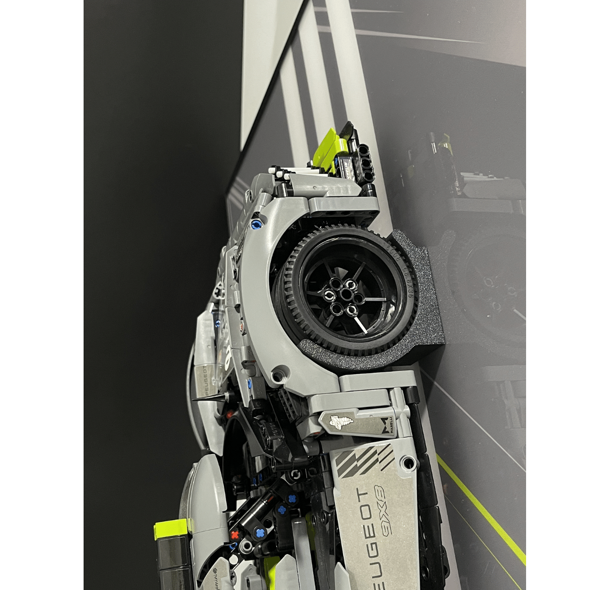 Classic Leather Wall Mount Display for LEGO® Technic™ Peugeot Le Mans Hybrid Hypercar 42156