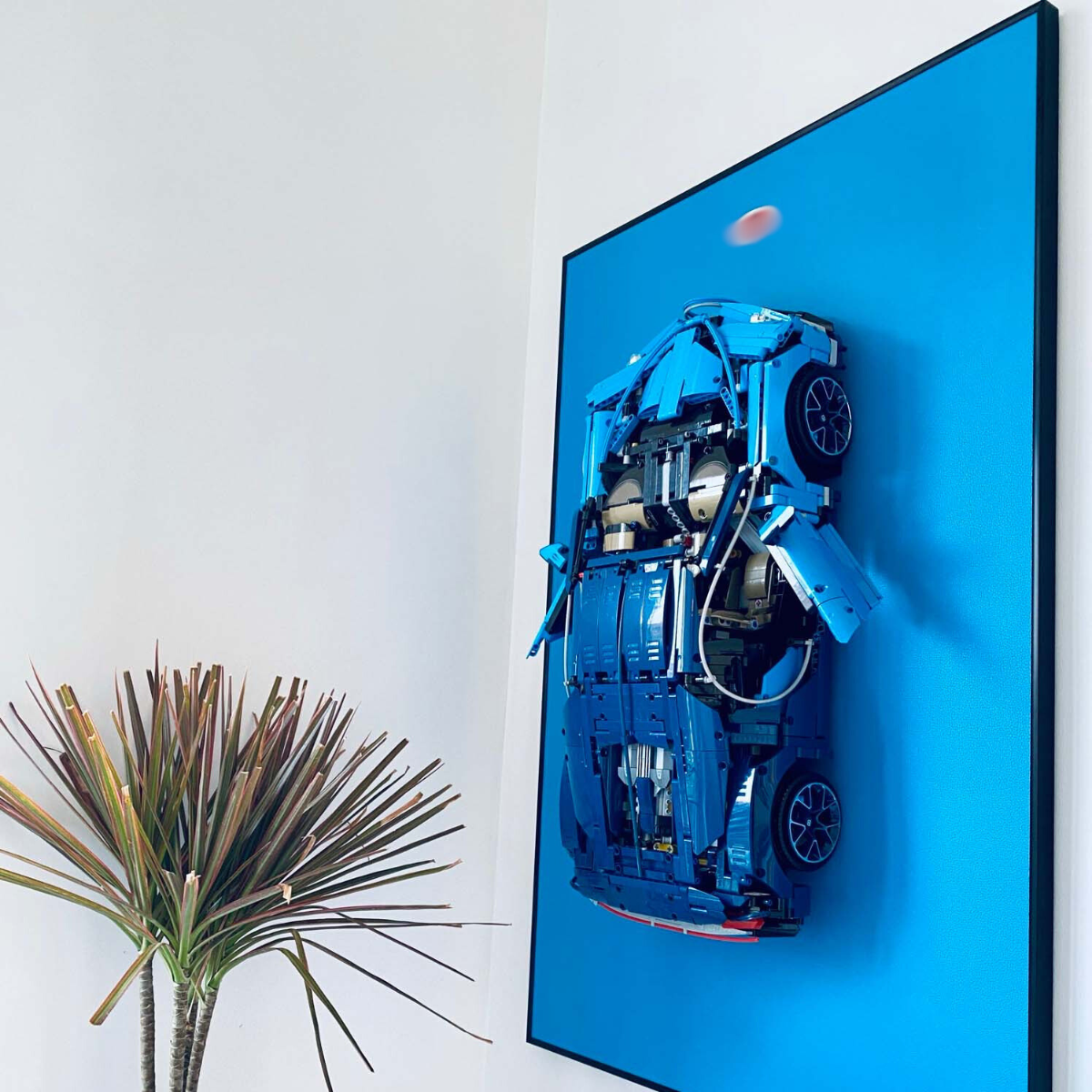 Classic Leather Wall Mount Display for LEGO® Technic™ Bugatti Blue