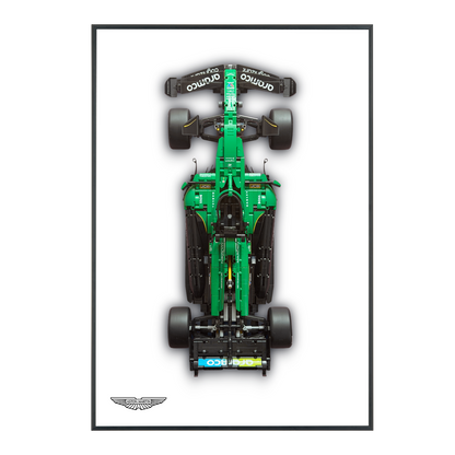 White Leather Wall Mount Display for LEGO Aston Martin Aramco AMR25 F1 42240