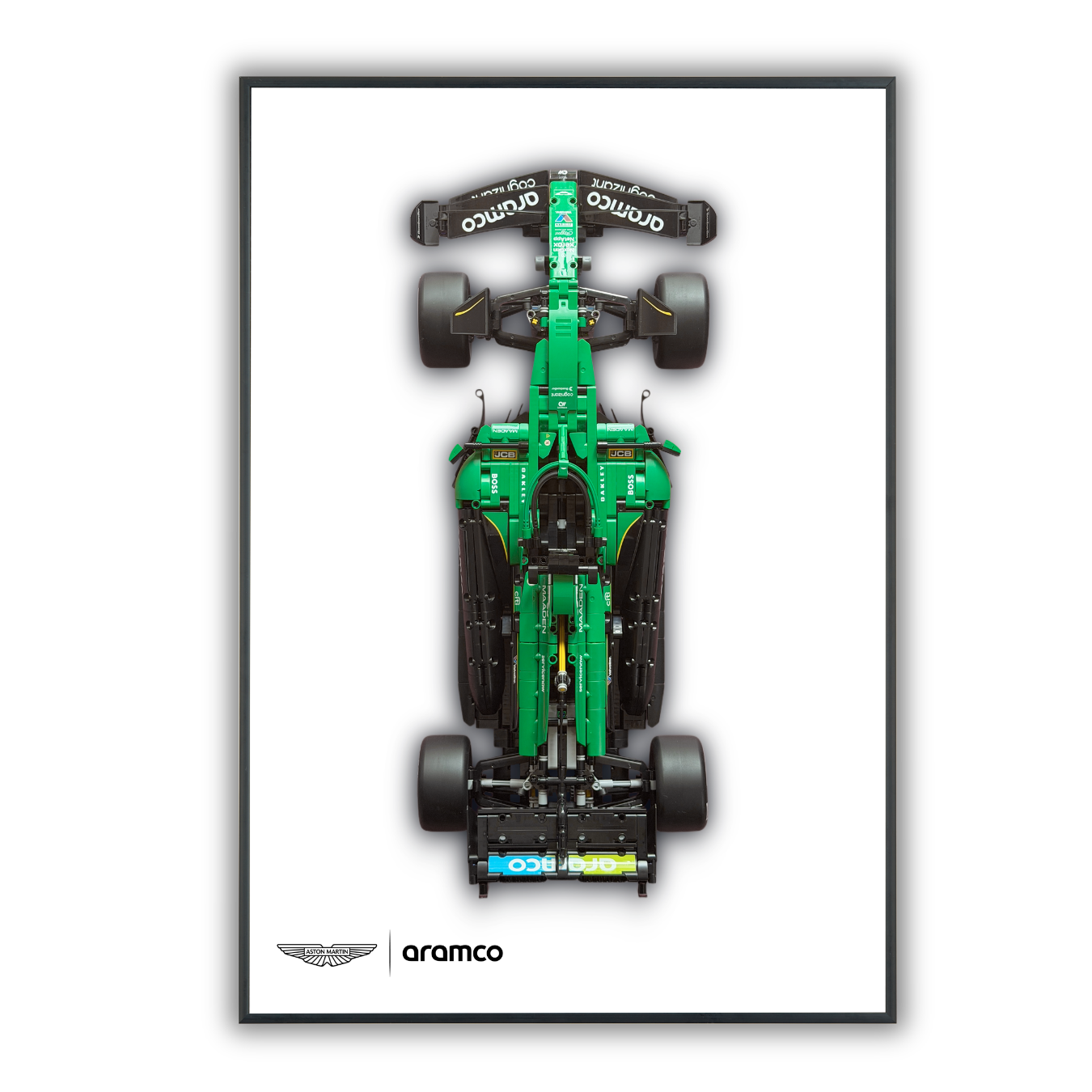 White Leather Wall Mount Display for LEGO Aston Martin Aramco AMR25 F1 42240