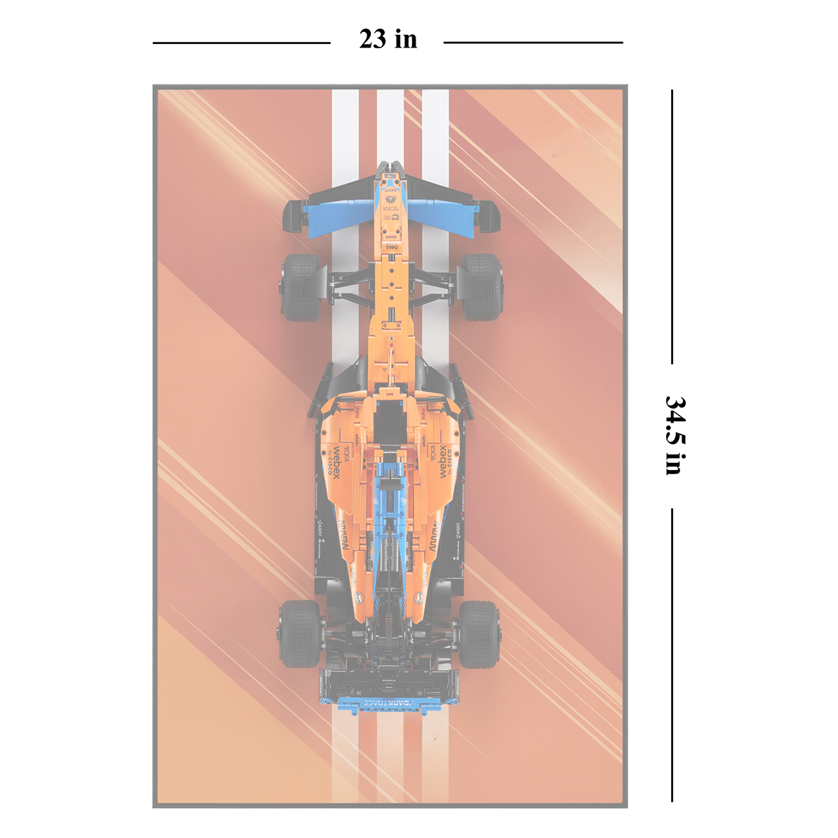 Acrylic Top-Speed Wall Mount Display for LEGO® Technic™ McLaren/Porsche Orange