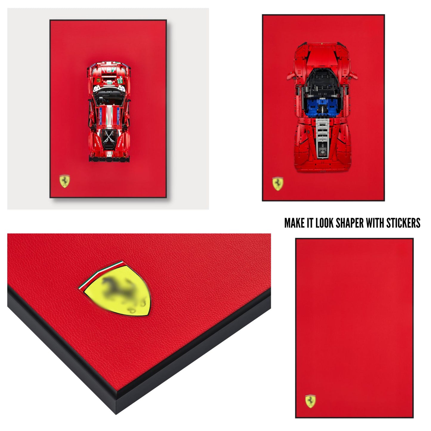 Classic Leather Wall Mount Display for LEGO® Technic™ Ferrari Red