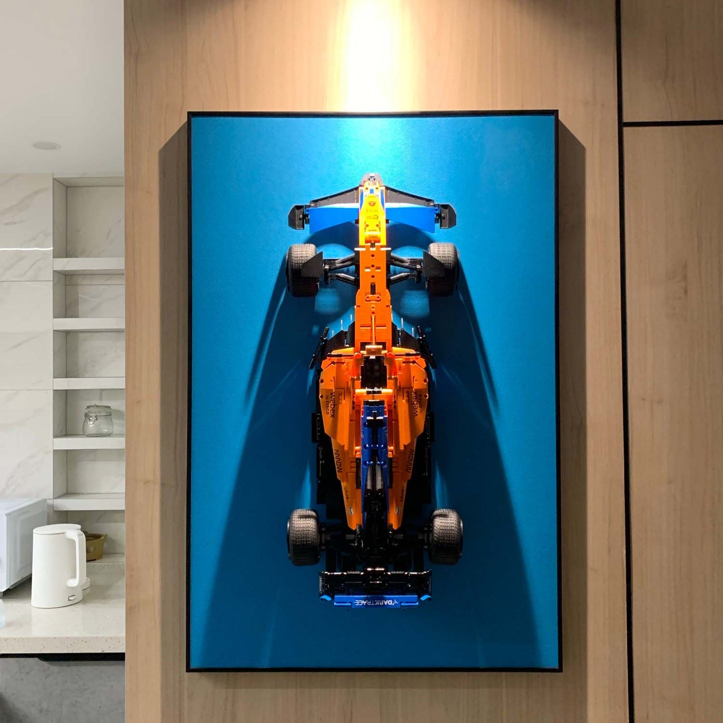 Classic Leather Wall Mount Display for LEGO® Technic™ Bugatti Blue